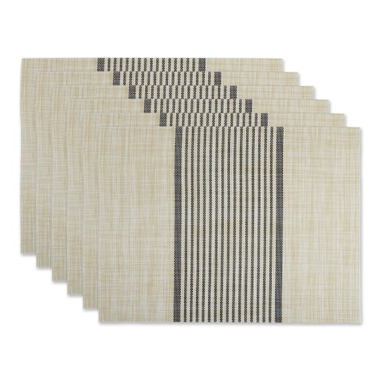 DII® Black Middle Stripe PVC Woven Placemat, 6ct.